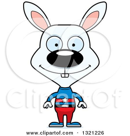 Clipart of a Cartoon Happy White Rabbit Super Hero - Royalty Free Vector Illustration by Cory Thoman