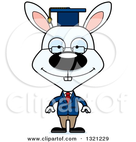 Clipart of a Cartoon Happy White Rabbit Professor - Royalty Free Vector Illustration by Cory Thoman