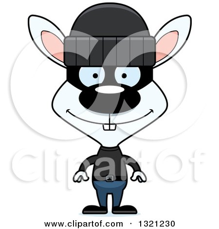 Clipart of a Cartoon Happy White Rabbit Robber - Royalty Free Vector Illustration by Cory Thoman