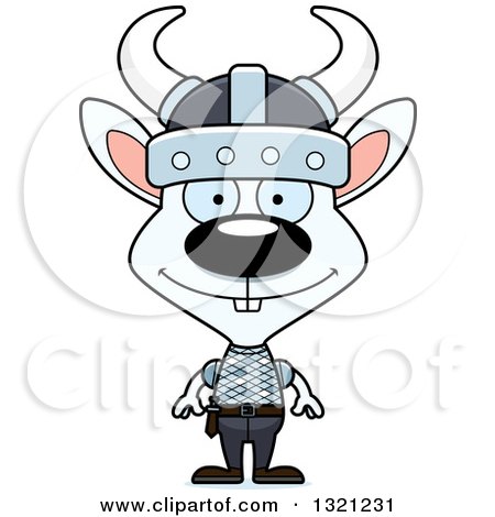 Clipart of a Cartoon Happy White Viking Rabbit - Royalty Free Vector Illustration by Cory Thoman