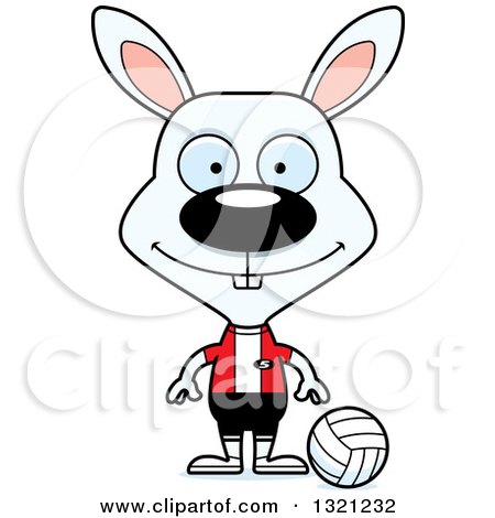 Clipart of a Cartoon Happy White Rabbit Volleyball Player - Royalty Free Vector Illustration by Cory Thoman