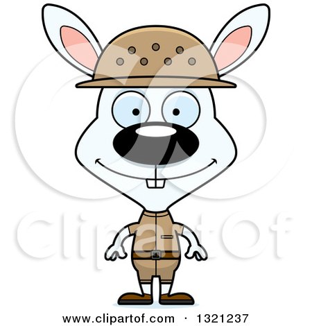 Clipart of a Cartoon Happy White Rabbit Zookeeper - Royalty Free Vector Illustration by Cory Thoman