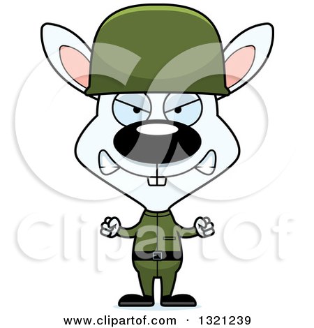 Clipart of a Cartoon Mad Rabbit Soldier - Royalty Free Vector Illustration by Cory Thoman