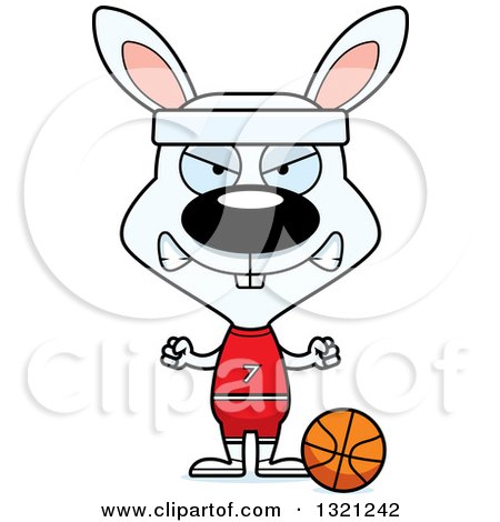 Clipart of a Cartoon Mad White Rabbit Basketball Player - Royalty Free Vector Illustration by Cory Thoman