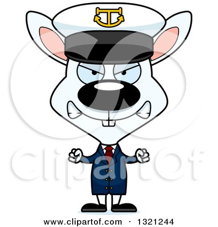 Clipart of a Cartoon Mad White Rabbit Captain - Royalty Free Vector Illustration by Cory Thoman