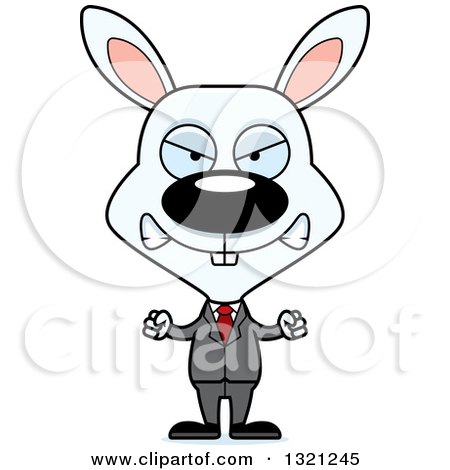 Clipart of a Cartoon Mad White Rabbit Business Man - Royalty Free Vector Illustration by Cory Thoman