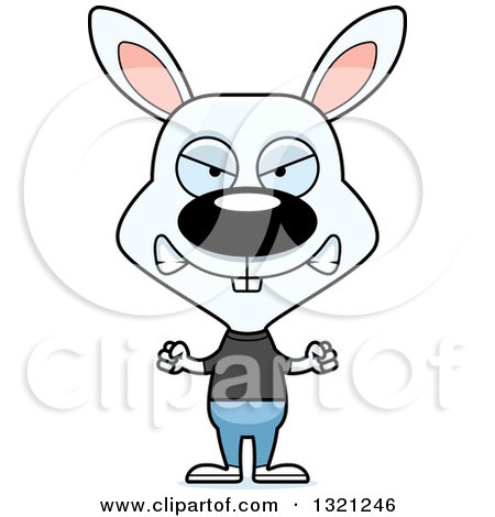Clipart of a Cartoon Mad White Casual Rabbit - Royalty Free Vector Illustration by Cory Thoman