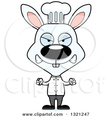 Clipart of a Cartoon Mad White Rabbit Chef - Royalty Free Vector Illustration by Cory Thoman