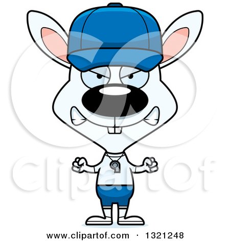 Clipart of a Cartoon Mad White Rabbit Baseball Coach - Royalty Free Vector Illustration by Cory Thoman