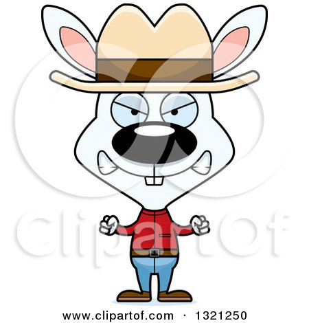 Clipart of a Cartoon Mad White Rabbit Cowboy - Royalty Free Vector Illustration by Cory Thoman