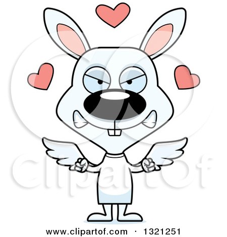 Clipart of a Cartoon Mad White Rabbit Cupid - Royalty Free Vector Illustration by Cory Thoman