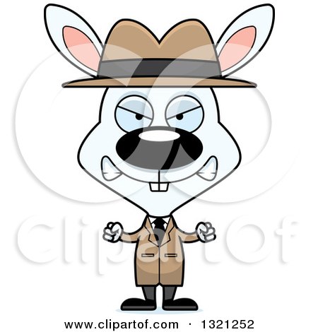Clipart of a Cartoon Mad White Rabbit Detective - Royalty Free Vector Illustration by Cory Thoman