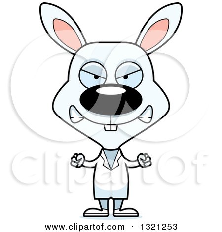Clipart of a Cartoon Mad White Rabbit Doctor - Royalty Free Vector Illustration by Cory Thoman