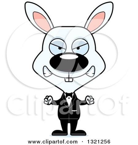 Clipart of a Cartoon Mad White Rabbit Groom - Royalty Free Vector Illustration by Cory Thoman