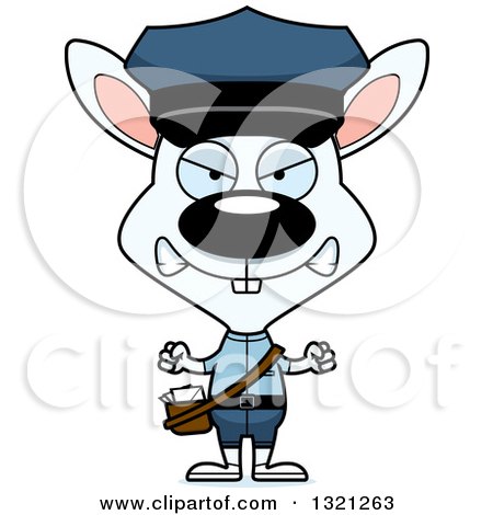 Clipart of a Cartoon Mad White Rabbit Mail Man - Royalty Free Vector Illustration by Cory Thoman