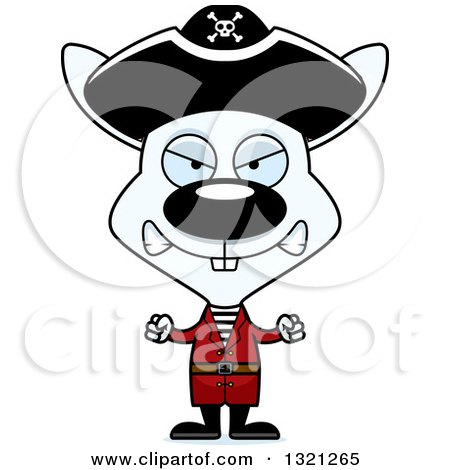 Clipart of a Cartoon Mad White Rabbit Pirate - Royalty Free Vector Illustration by Cory Thoman