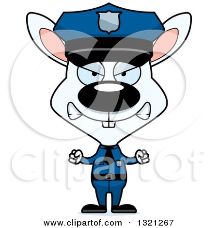 Clipart of a Cartoon Mad White Rabbit Police Officer - Royalty Free Vector Illustration by Cory Thoman