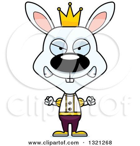 Clipart of a Cartoon Mad White Rabbit Prince - Royalty Free Vector Illustration by Cory Thoman