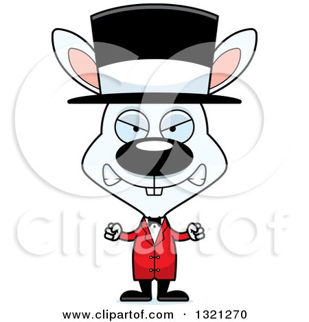 Clipart of a Cartoon Mad White Rabbit Circus Ringmaster - Royalty Free Vector Illustration by Cory Thoman