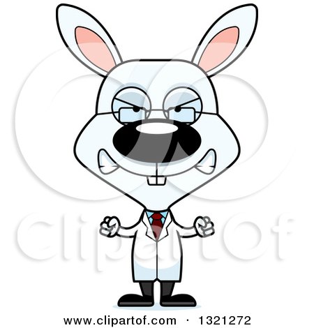 Clipart of a Cartoon Mad White Rabbit Scientist - Royalty Free Vector Illustration by Cory Thoman
