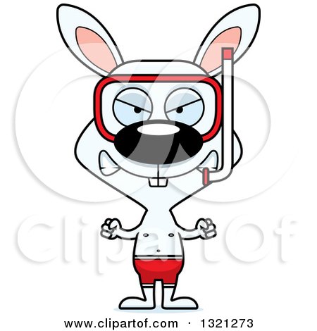 Clipart of a Cartoon Mad White Rabbit in Snorkel Gear - Royalty Free Vector Illustration by Cory Thoman