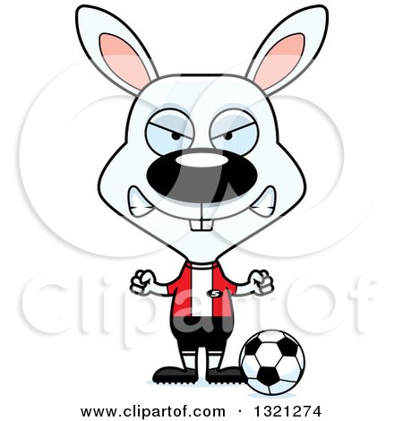 Clipart of a Cartoon Mad White Rabbit Soccer Player - Royalty Free Vector Illustration by Cory Thoman