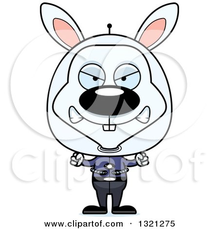 Clipart of a Cartoon Mad White Spaceman Rabbit - Royalty Free Vector Illustration by Cory Thoman