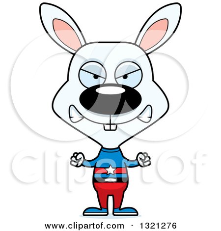 Clipart of a Cartoon Mad White Rabbit Super Hero - Royalty Free Vector Illustration by Cory Thoman