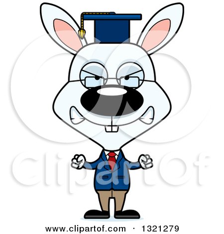 Clipart of a Cartoon Mad White Rabbit Professor - Royalty Free Vector Illustration by Cory Thoman