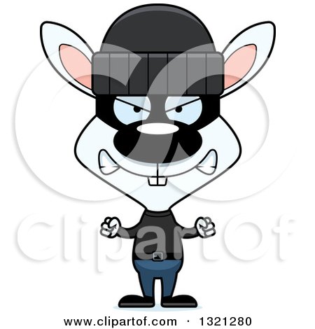 Clipart of a Cartoon Mad White Rabbit Robber - Royalty Free Vector Illustration by Cory Thoman