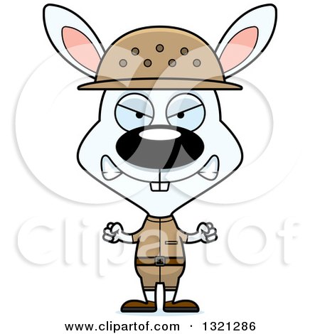 Clipart of a Cartoon Mad White Rabbit Zookeeper - Royalty Free Vector Illustration by Cory Thoman