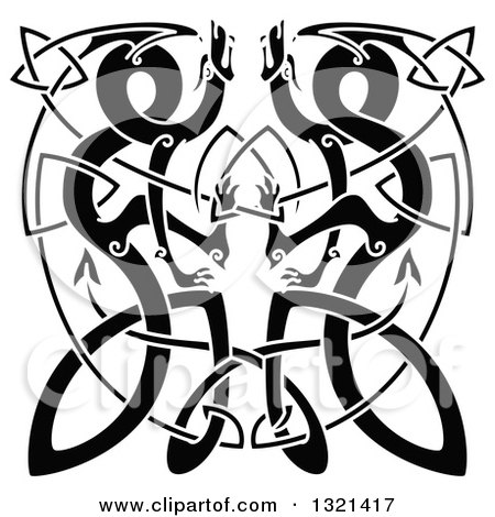 Clipart of Black Celtic Knot Dragons 2 - Royalty Free Vector Illustration by Vector Tradition SM