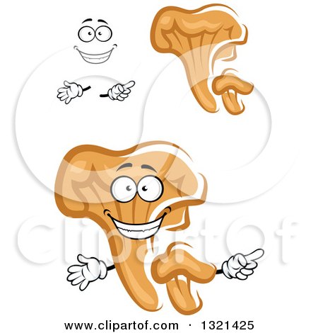 Clipart of a Face, Hands and Chanterelle Mushrooms - Royalty Free Vector Illustration by Vector Tradition SM