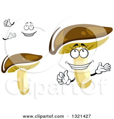 Clipart of a Cartoon Face, Hands and Shiitake Mushrooms - Royalty Free Vector Illustration by Vector Tradition SM