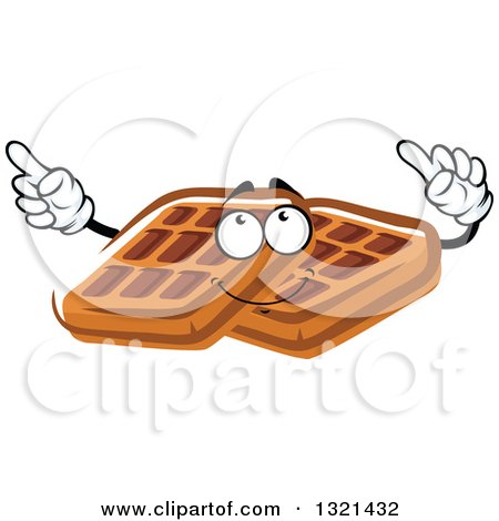 Clipart of a Cartoon Waffle Character Holding up Fingers - Royalty Free Vector Illustration by Vector Tradition SM