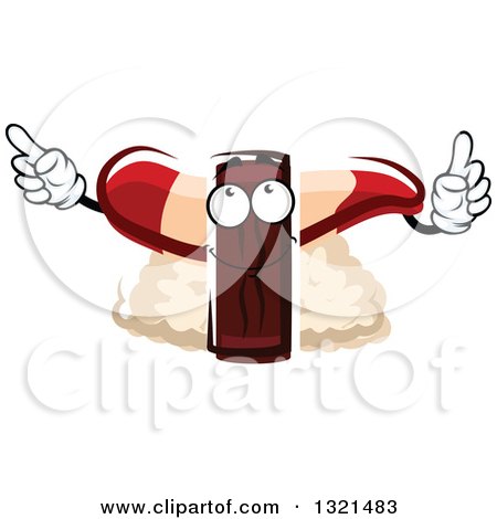 Clipart of a Cartoon Nigiri Sushi Character Holding up a Finger - Royalty Free Vector Illustration by Vector Tradition SM