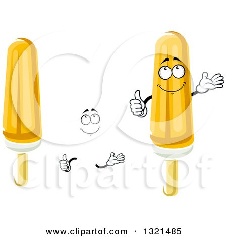 Clipart of a Cartoon Face, Hands and Orange Creamsicle Popsicles - Royalty Free Vector Illustration by Vector Tradition SM