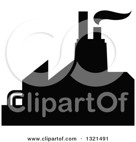 Clipart of a Black Silhouetted Refinery Factory 19 - Royalty Free Vector Illustration by Vector Tradition SM