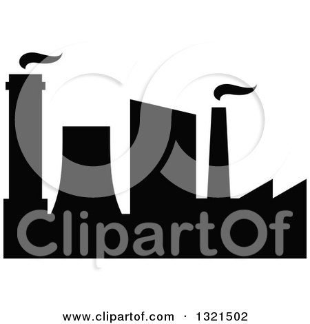 Clipart of a Black Silhouetted Refinery Factory 21 - Royalty Free Vector Illustration by Vector Tradition SM