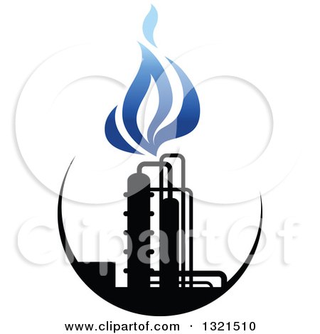 Clipart of a Black and Blue Natural Gas and Flame Design 10 - Royalty Free Vector Illustration by Vector Tradition SM