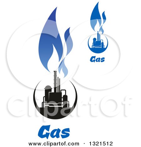 Clipart of a Black and Blue Natural Gas and Flame Designs with Text 10 - Royalty Free Vector Illustration by Vector Tradition SM