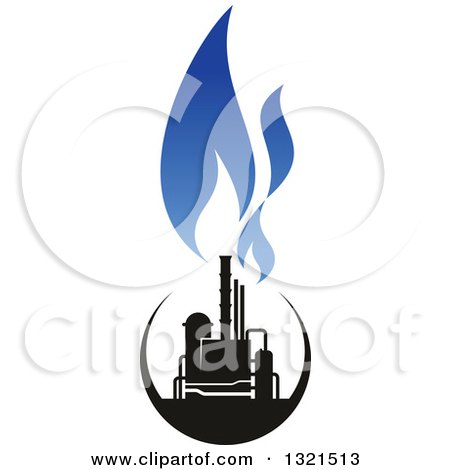 Clipart of a Black and Blue Natural Gas and Flame Design 11 - Royalty Free Vector Illustration by Vector Tradition SM