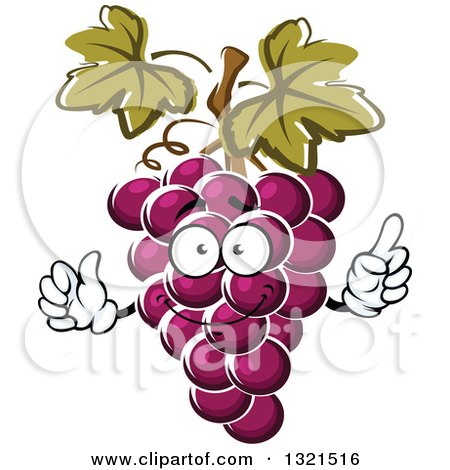 Clipart of a Cartoon Purple Grapes Character Holding up a Finger - Royalty Free Vector Illustration by Vector Tradition SM
