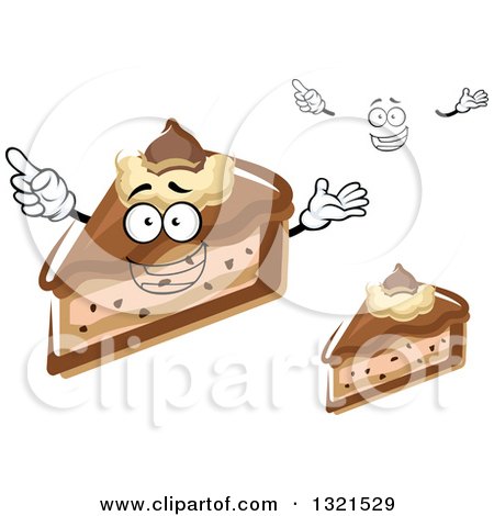 Clipart of a Cartoon Face, Hands and Slices of Chocolate Cheesecake - Royalty Free Vector Illustration by Vector Tradition SM