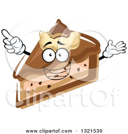 Clipart of a Cartoon Chocolate Cheesecake Character Holding up a Finger - Royalty Free Vector Illustration by Vector Tradition SM