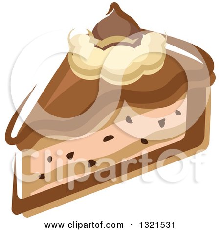 Clipart of a Cartoon Chocolate Cheesecake Slice - Royalty Free Vector Illustration by Vector Tradition SM