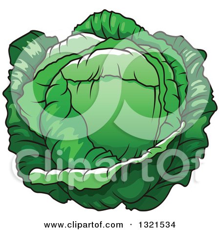 Clipart of a Cartoon Cabbage - Royalty Free Vector Illustration by Vector Tradition SM