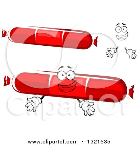 Clipart of a Happy Face, Hands and Sausages or Pepperoni - Royalty Free Vector Illustration by Vector Tradition SM