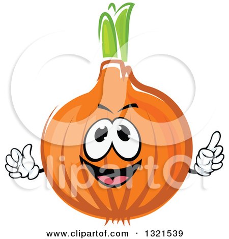 Clipart of a Cartoon Yellow Onion Character Giving a Thumb up - Royalty Free Vector Illustration by Vector Tradition SM