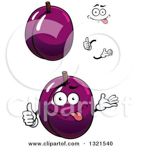 Clipart of a Cartoon Face, Hands and Plums 2 - Royalty Free Vector Illustration by Vector Tradition SM